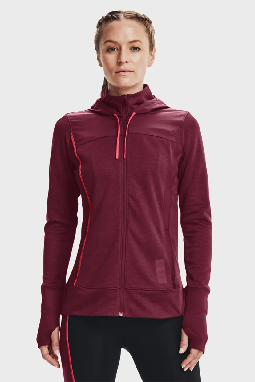 Женское бордовое худи UA Run Anywhere Hybrid Jkt 6