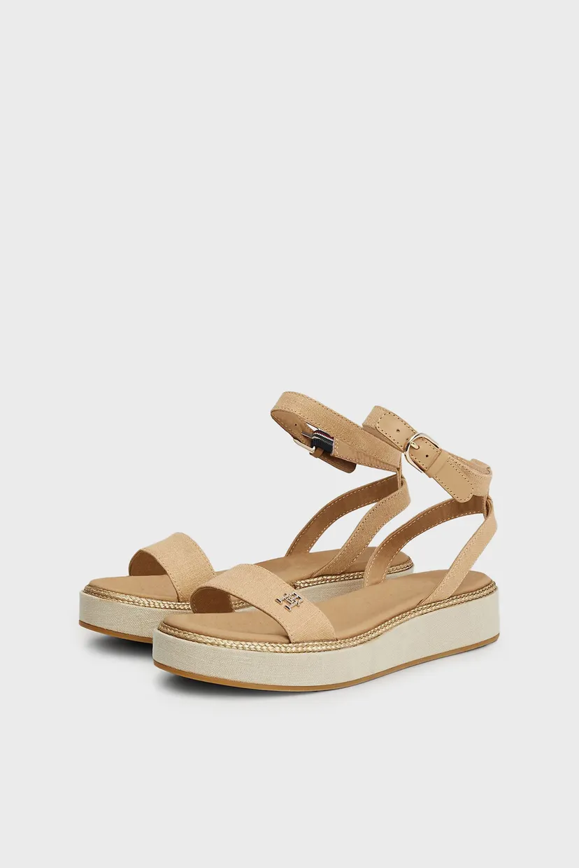 Сандалии LINEN WITH GOLD FLATFORM 3