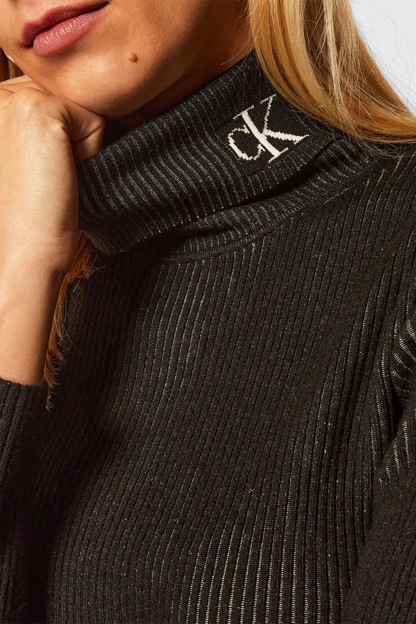 Свитер/RIB ROLL NECK WITH CK 4