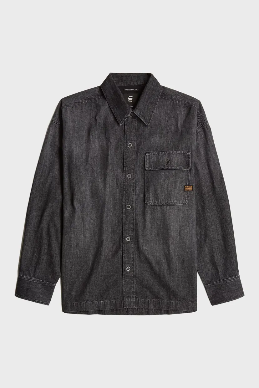 Мужская темно-серая джинсовая рубашка Boxy fit flap pocket shirt 5