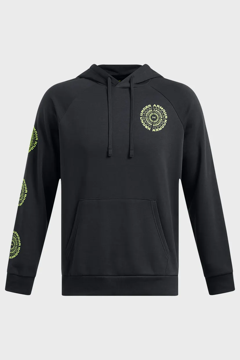 Мужское черное худи UA Rival Fleece HBR Logo HD 4