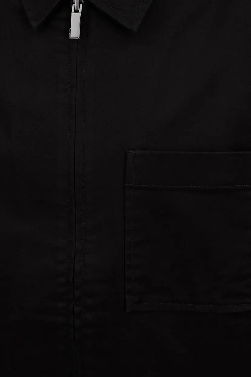 Мужская черная рубашка STRETCH SATEEN ZIP 3