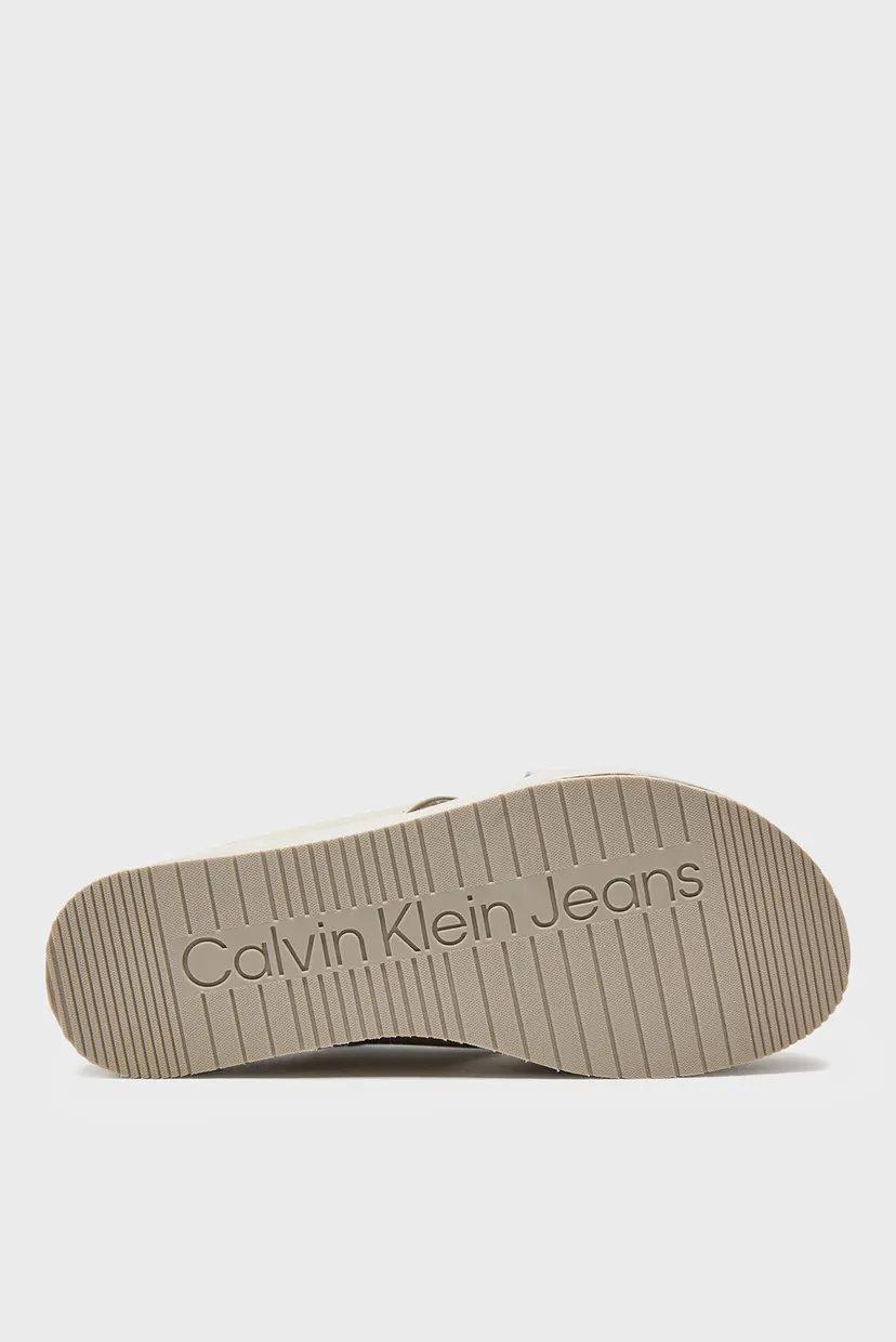 Женские бежевые кожаные слайдеры FLATFORM CROSS MG UC 6