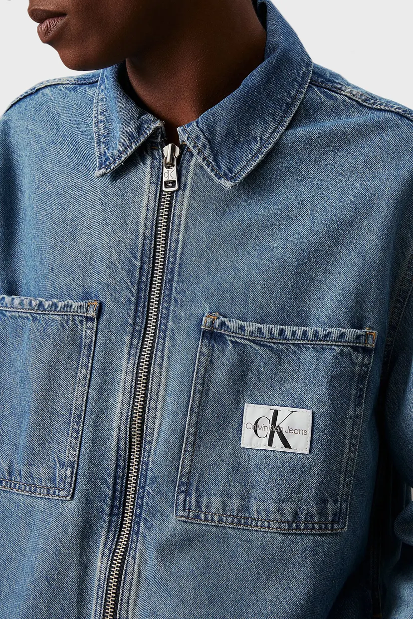 Мужская синяя джинсовая рубашка ZIPPER DENIM SHIRT JACKET 4
