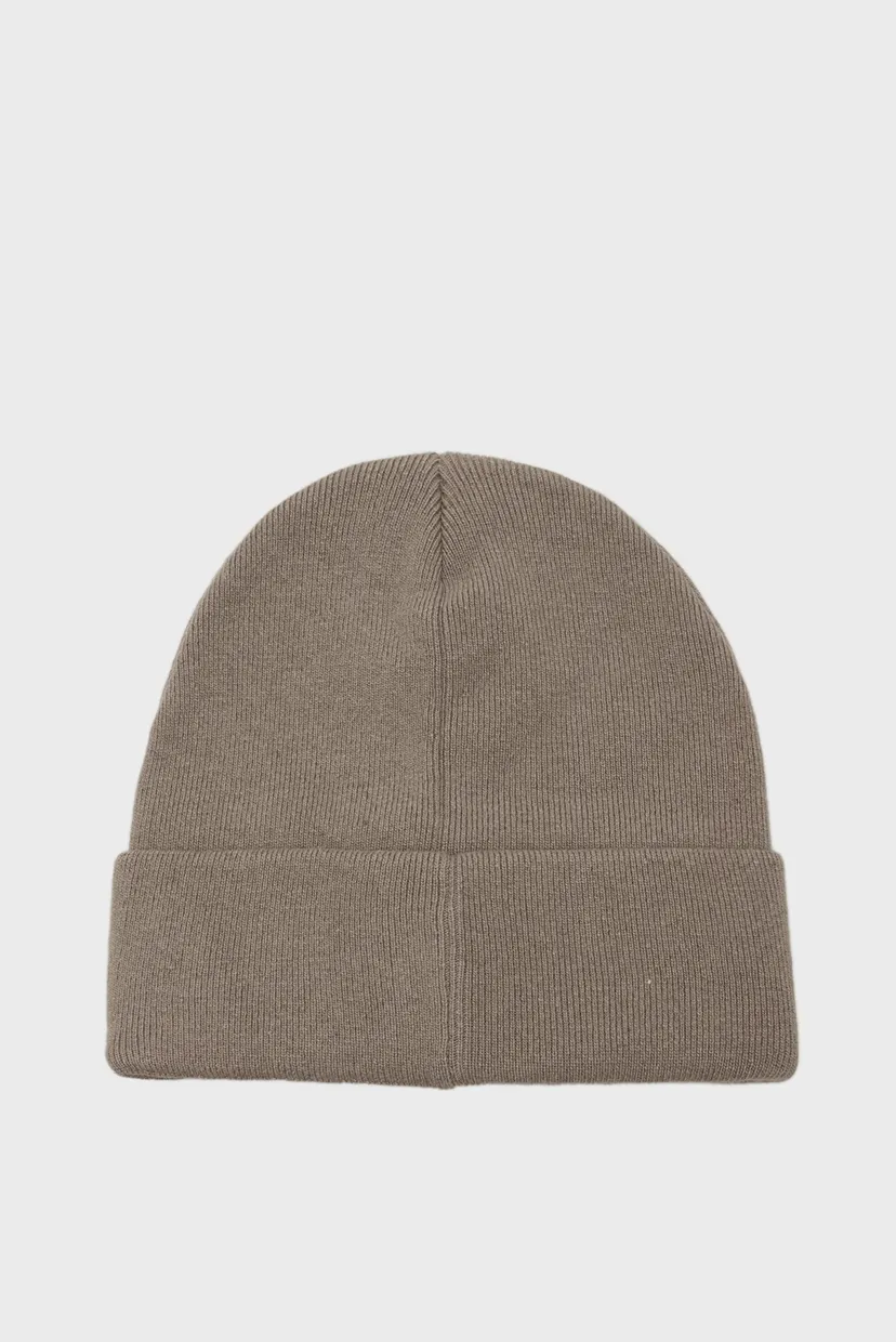 Мужская коричневая шерстяная шапка THICK EMBROIDERY BEANIE 3