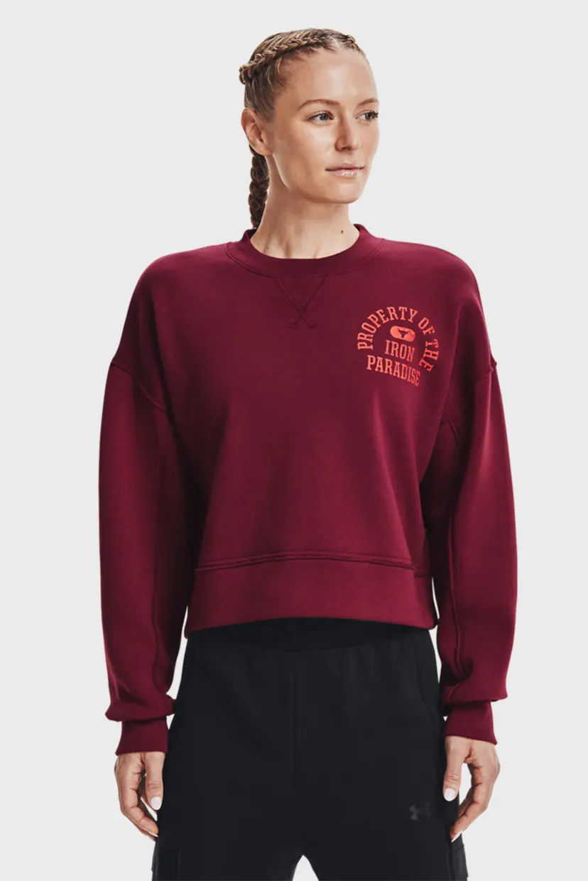Женский бордовый свитшот UA Prjct Rock Fleece LC Crew 7