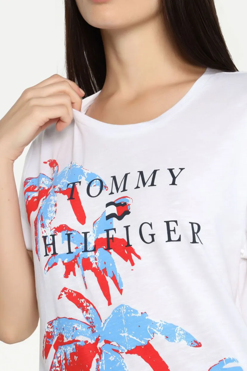 Женская белая футболка REGULAR SLUB FLORAL C-NK TEE 7
