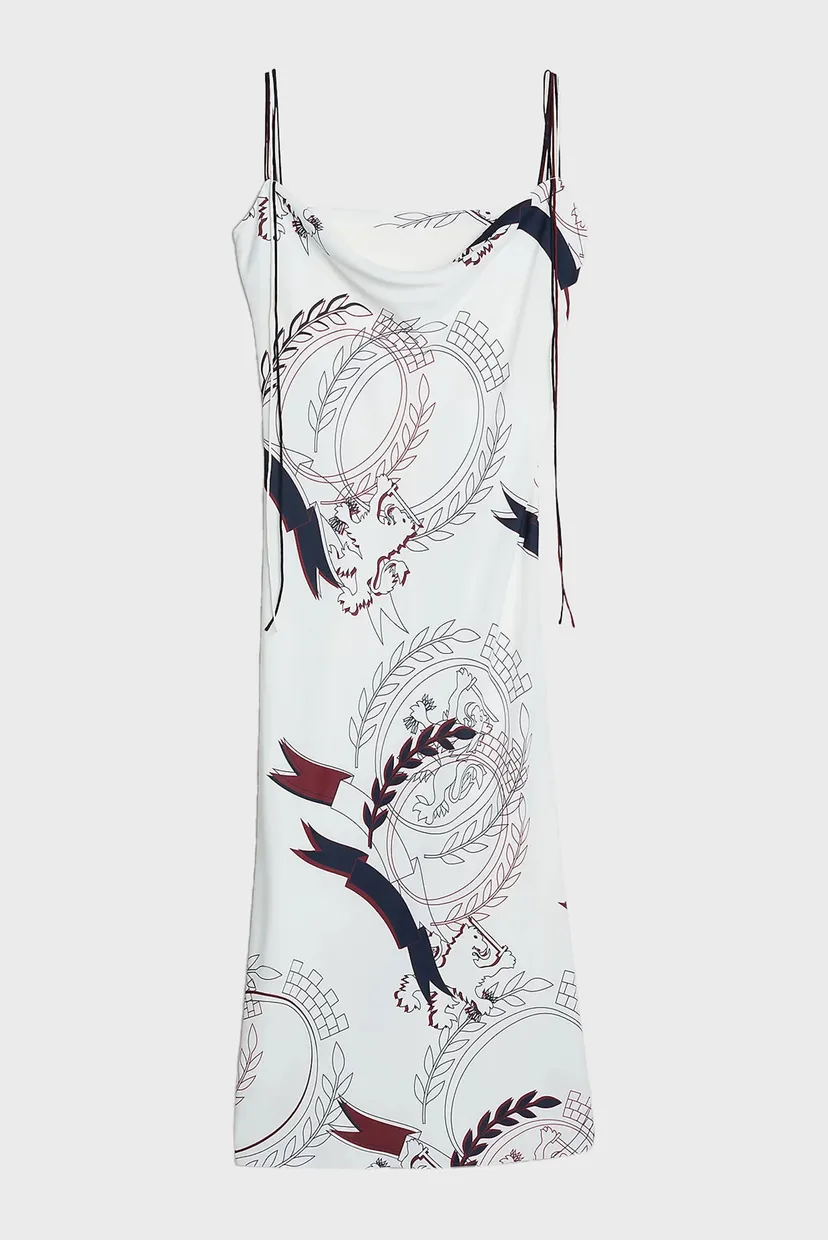 Женское белое платье с узором THC SLICED CREST SLIP DRESS 10