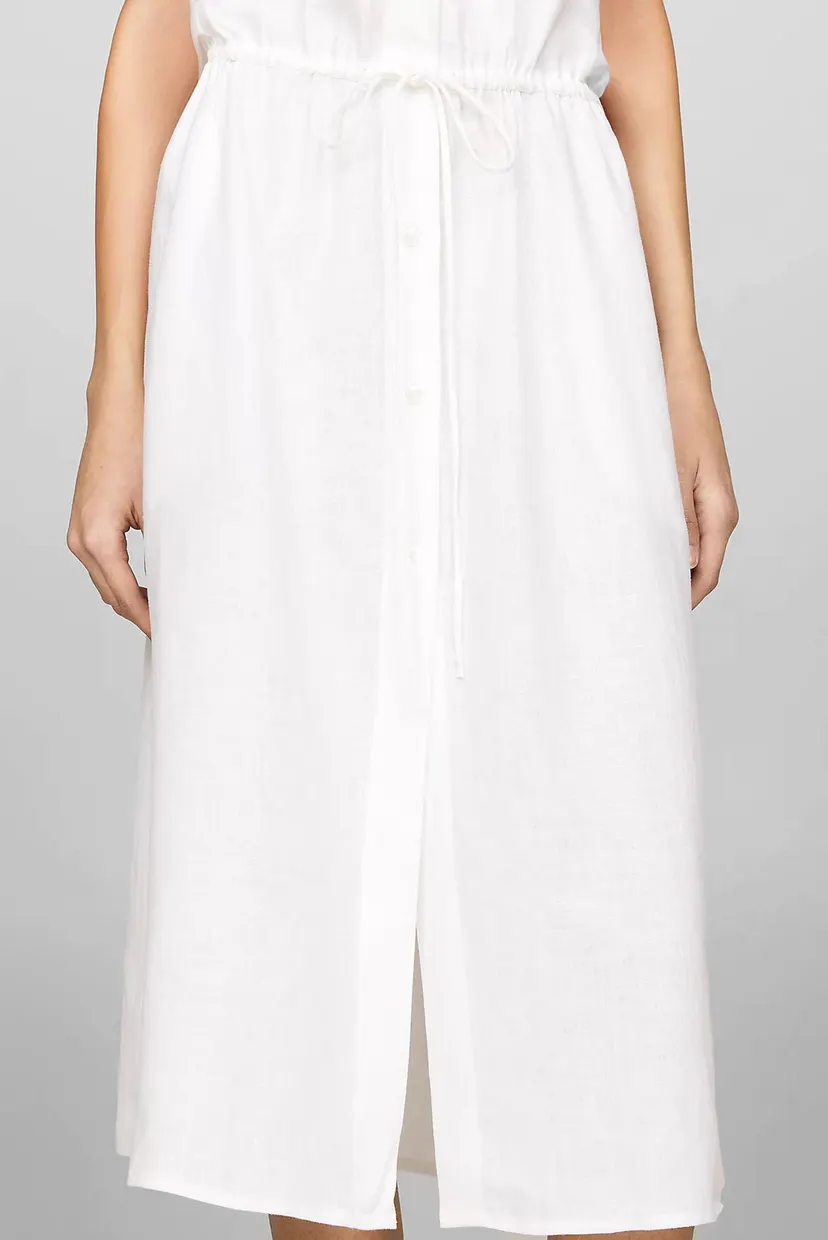 Женское белое льняное платье LINEN SS MIDI SHIRT DRESS 4