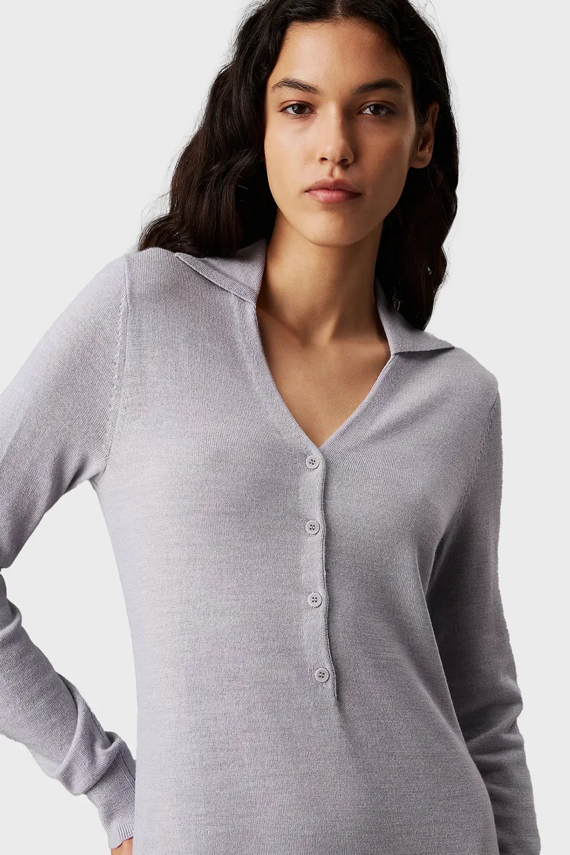 Женское серое шерстяное платье MERINO WOOL BUTTON 3