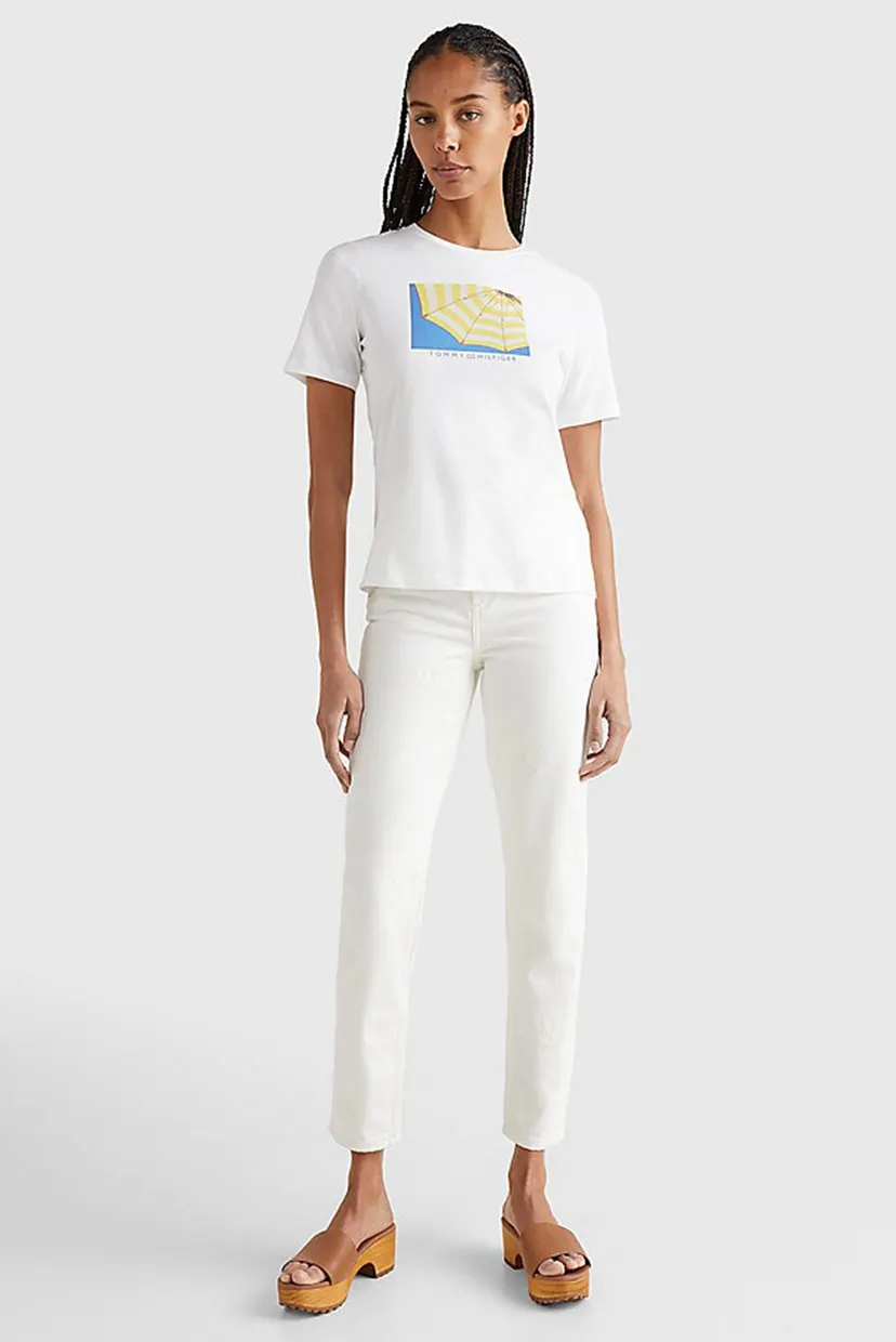 Женская белая футболка REGULAR PHOTOPRINT C-NK TEE 8