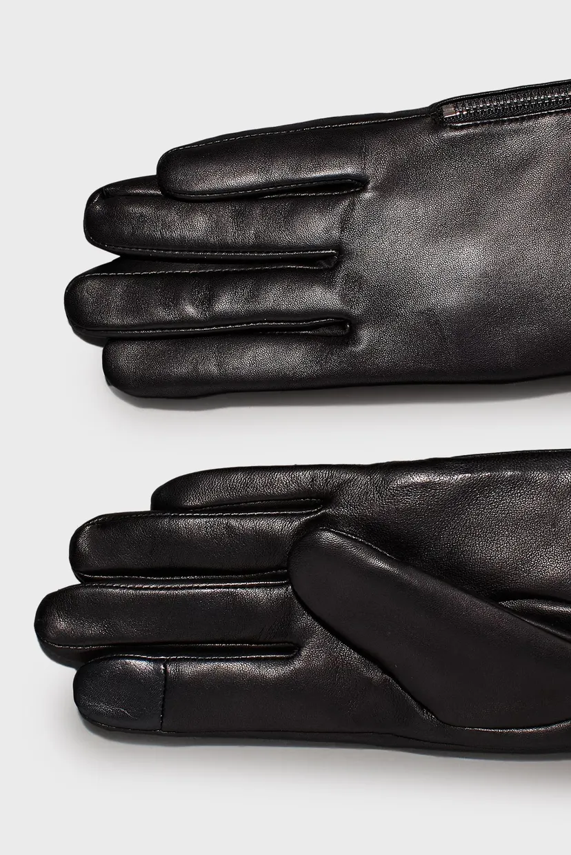 Женские черные кожаные перчатки SCULPTED LEATHER 3