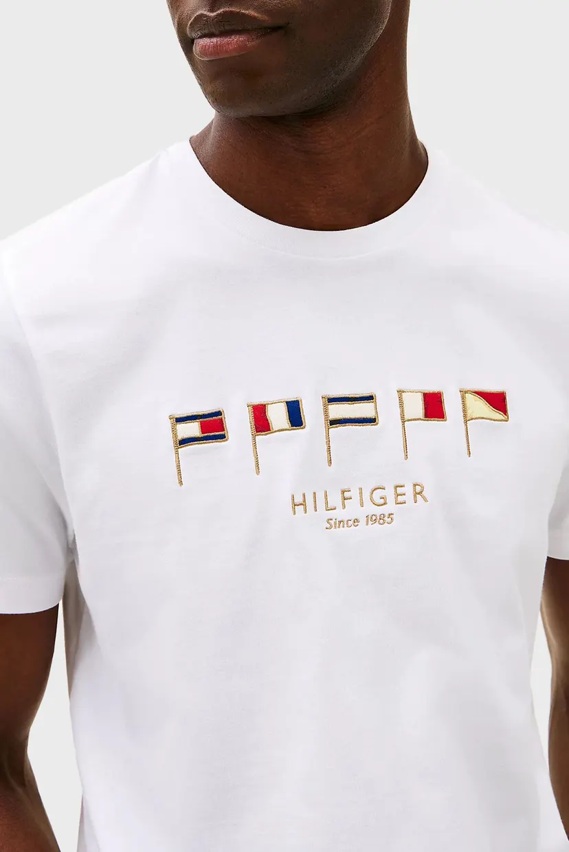Мужская белая футболка HILFIGER MULTI FLAGS 4