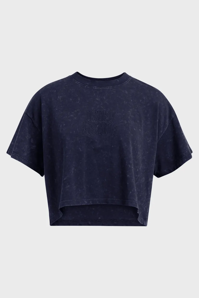 Женская темно-синяя футболка UA W VARSITY CROP HW SS 3