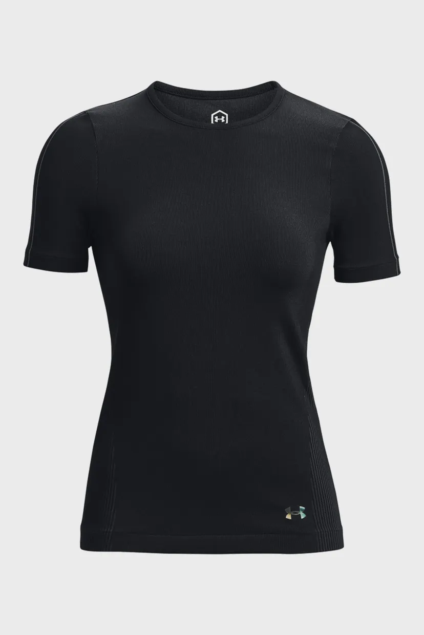 Женская черная футболка UA Rush Seamless SS 11