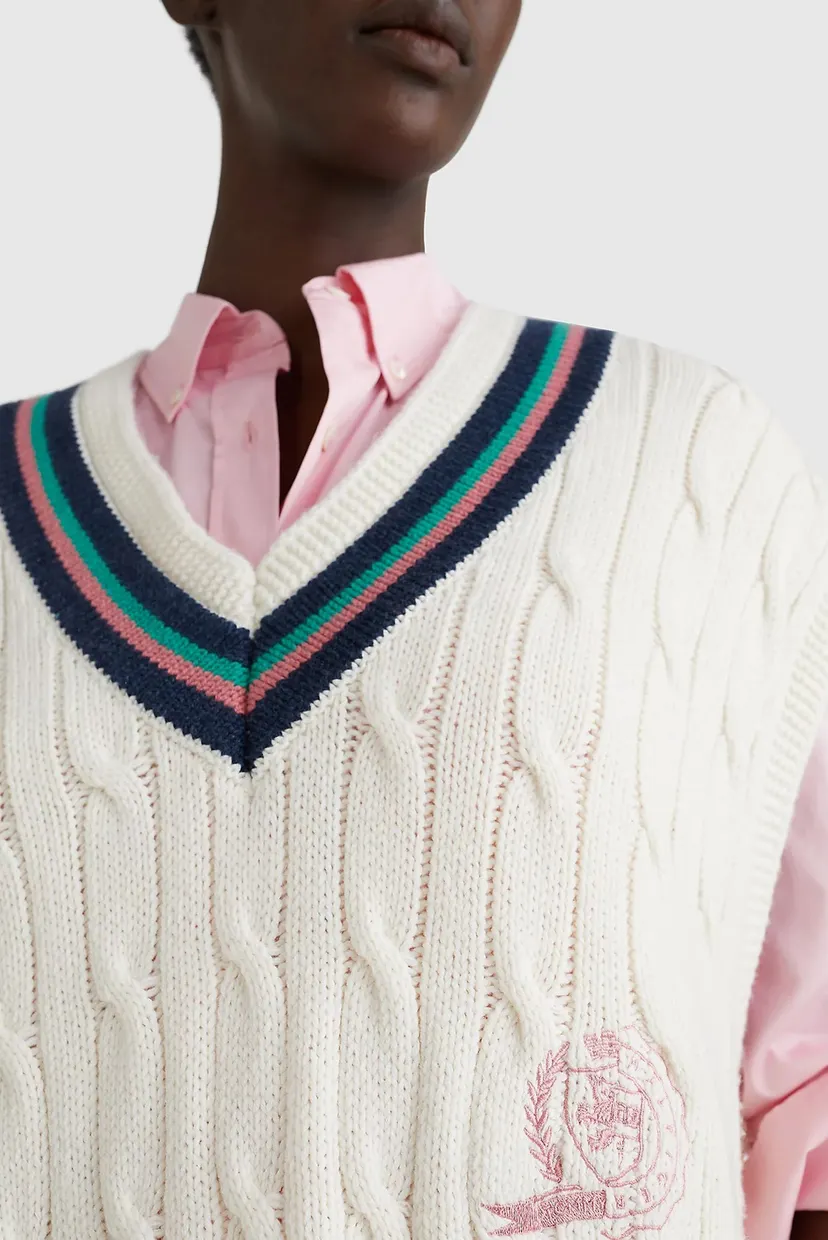 Женский белый пуловер с короткими рукавами ICON V-NK VEST SWEATER 4