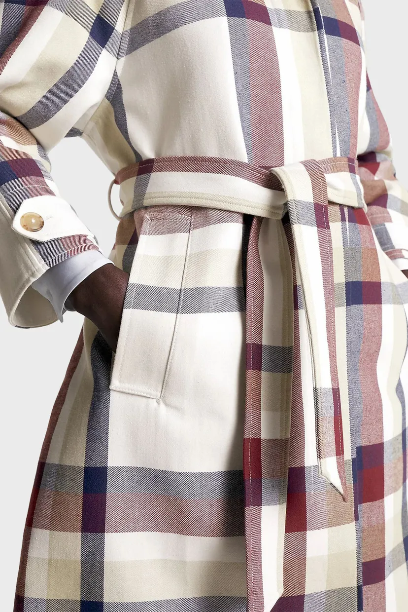 Женское пальто в клетку COTTON BLEND CHECK MAC 7