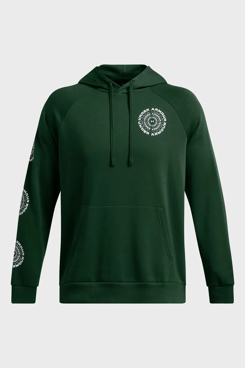 Мужское зеленое худи UA Rival Fleece HBR Logo HD 4