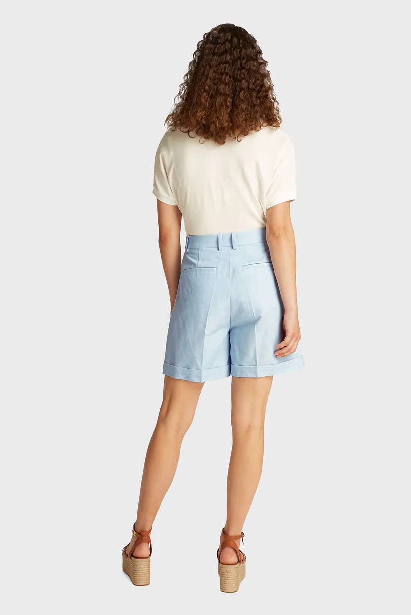 Женские голубые шорты PLEATED 3
