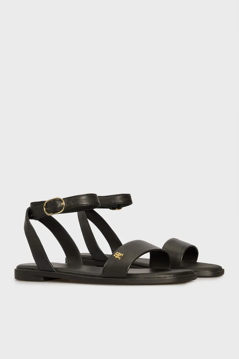 Женские черные кожаные сандалии ANKLE STRAP 3