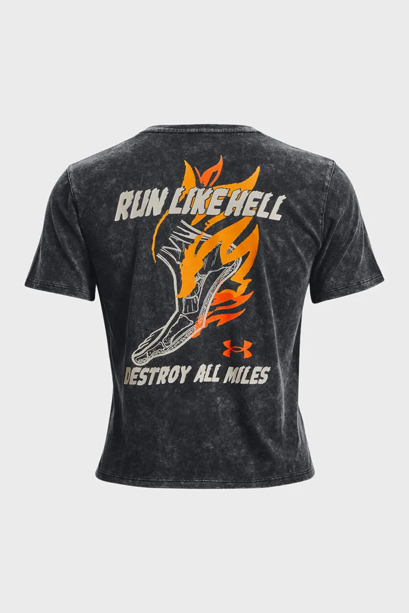 Женская черная футболка UA Destroy All Miles Tee II 4