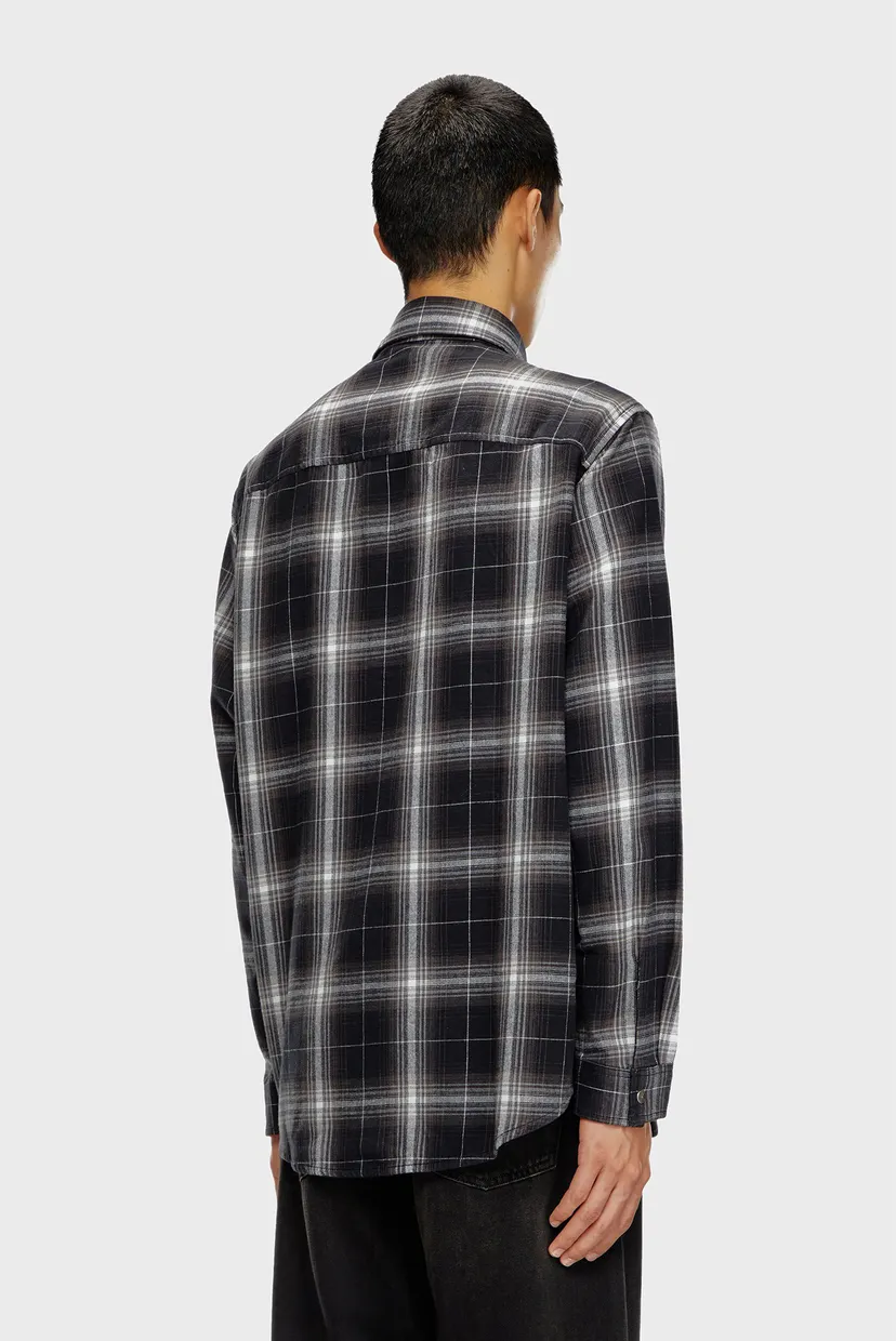Мужская черная рубашка в клетку S-SIMPLY-A CAMICIA 3