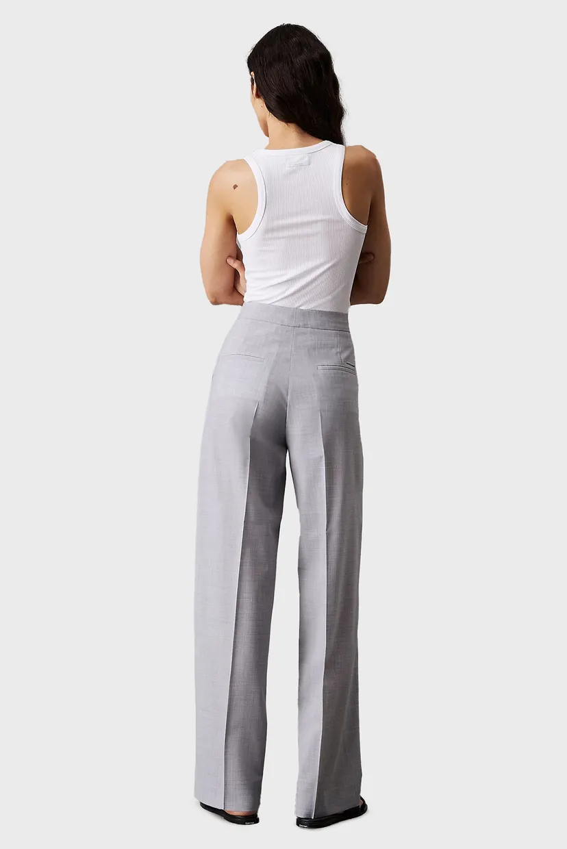 Женские серые шерстяные брюки WOOL BLEND STRAIGHT LEG 3