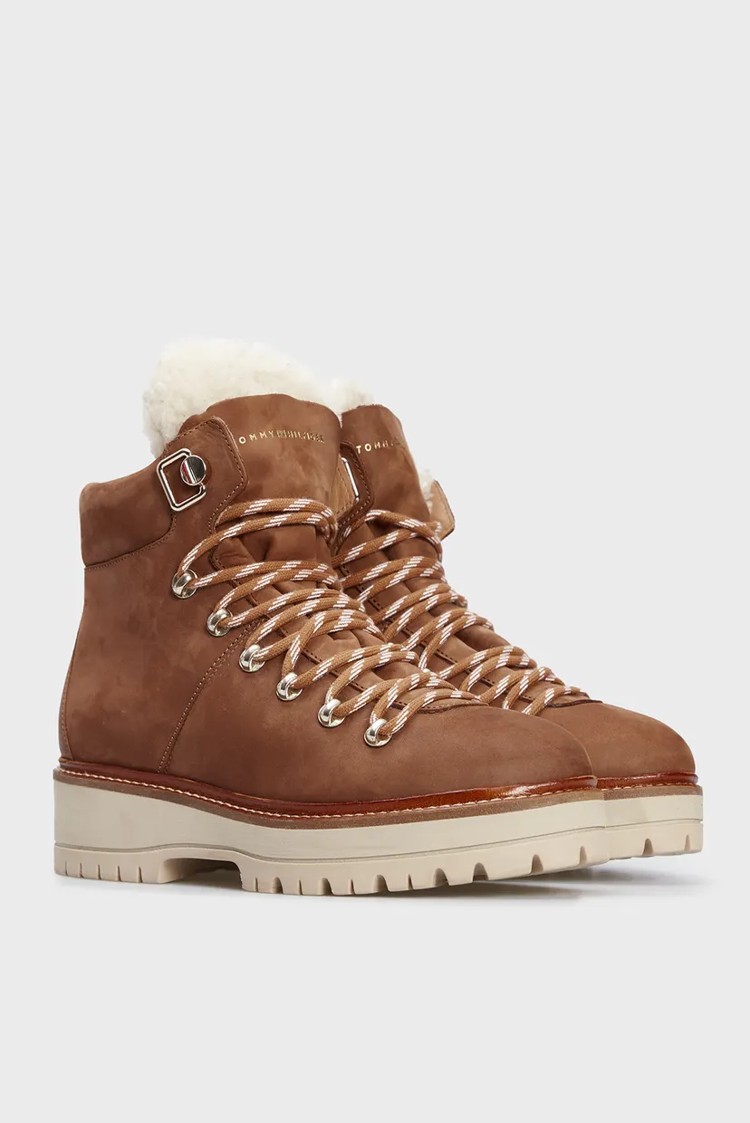 Әйелдерге арналған  қоңыр замша хайкЕрлерге арналған LEATHER OUTDOOR FLAT BOOT 8
