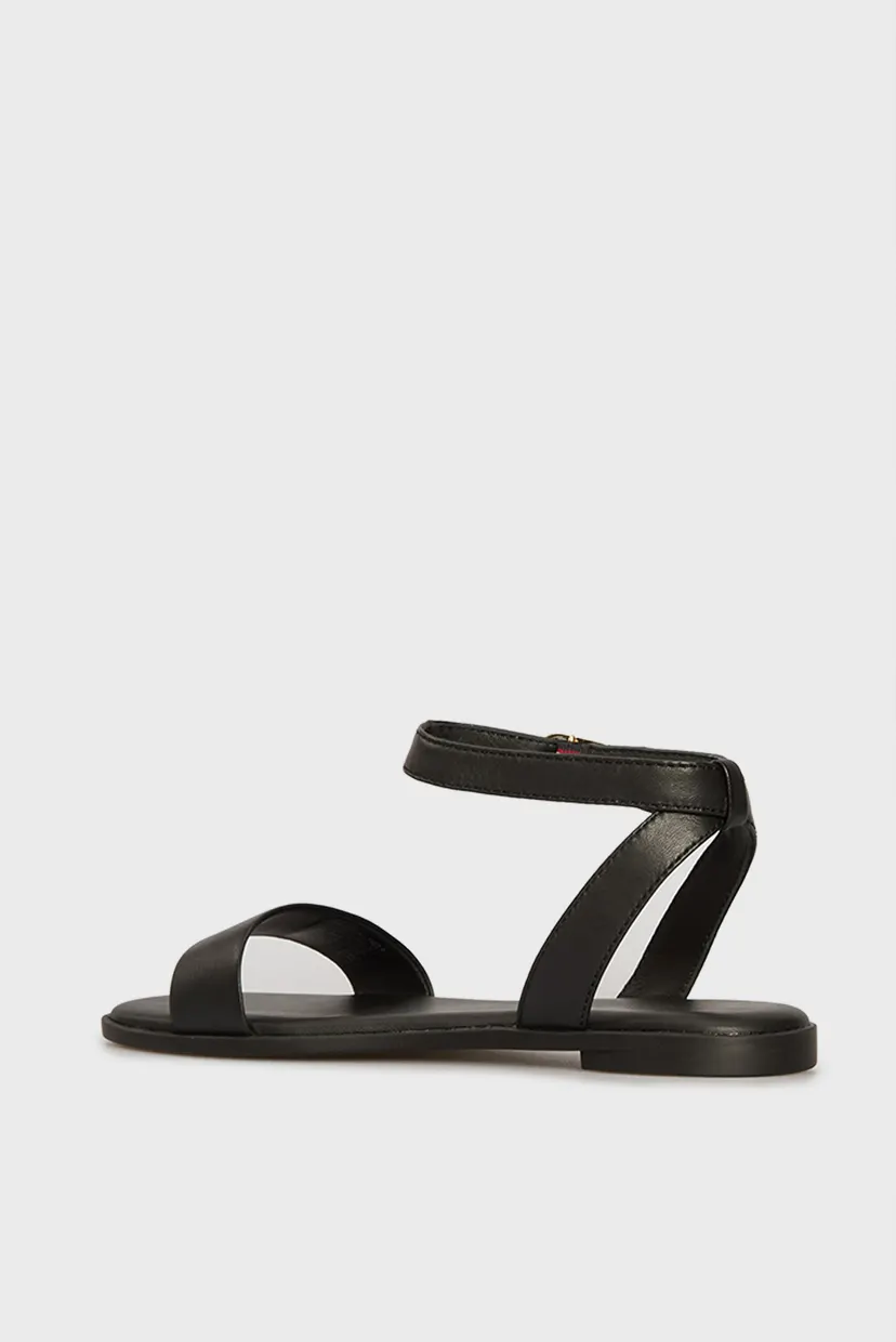 Женские черные кожаные сандалии ANKLE STRAP 5