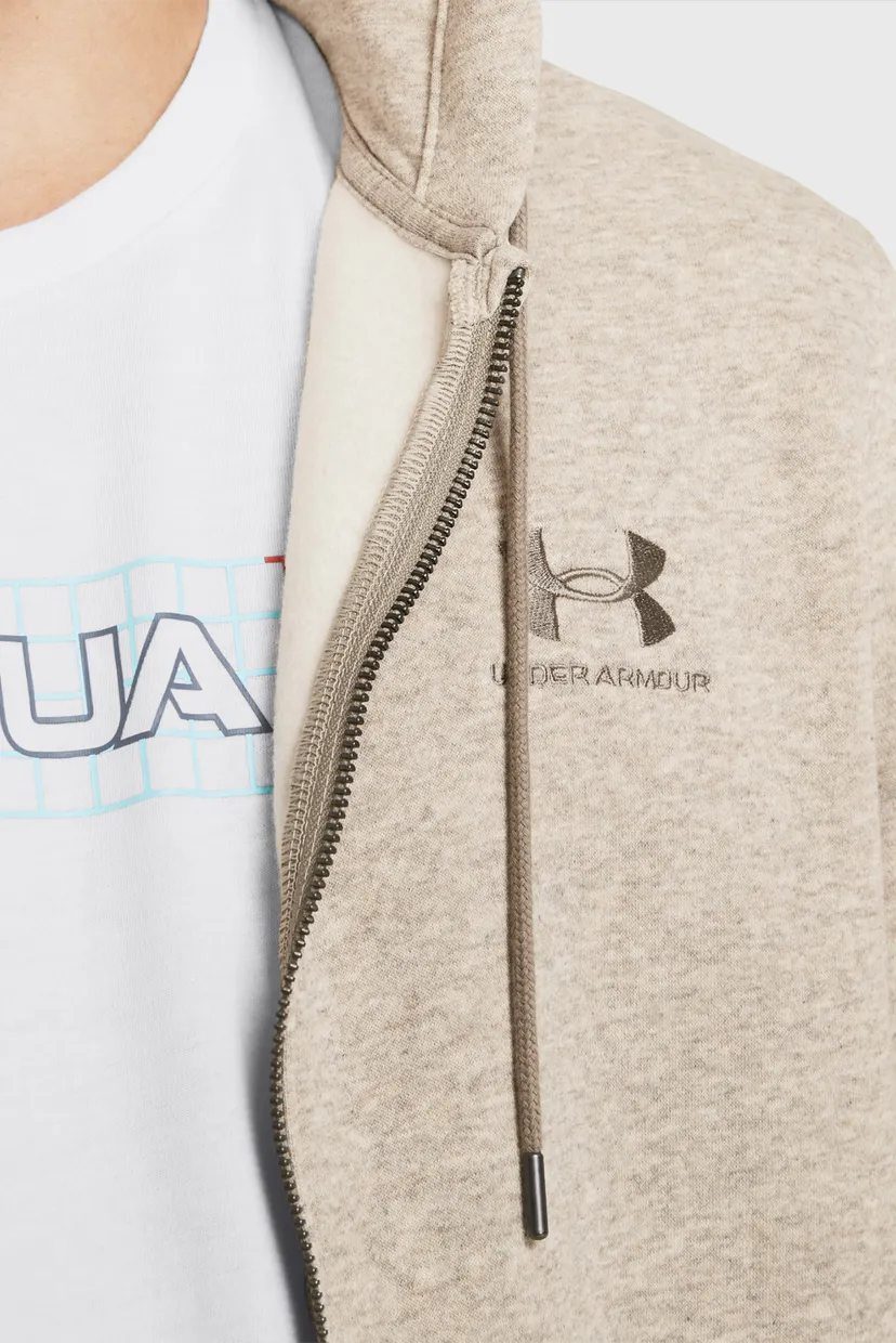 Мужское бежевое худи UA Essential Fleece FZ 3