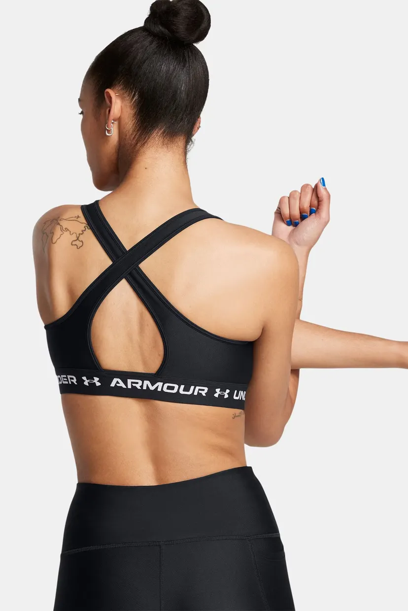 Женский черный топ UA Crossback Mid Bra 10