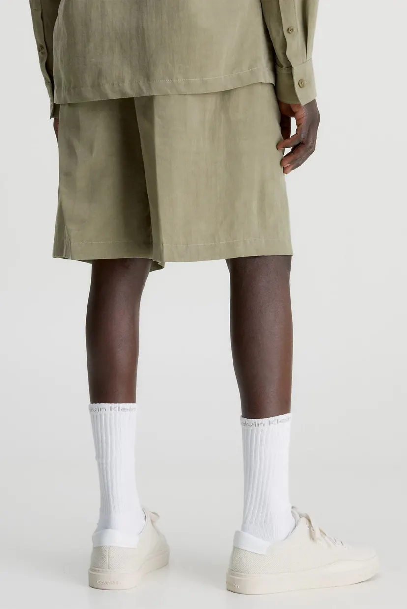 Мужские оливковые шорты LINEN VISCOSE SHORTS 3