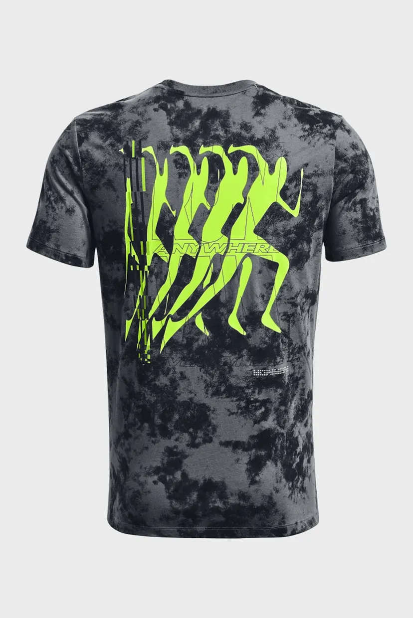 Мужская серая футболка с узором UA RUN ANYWHERE SS TEE 9