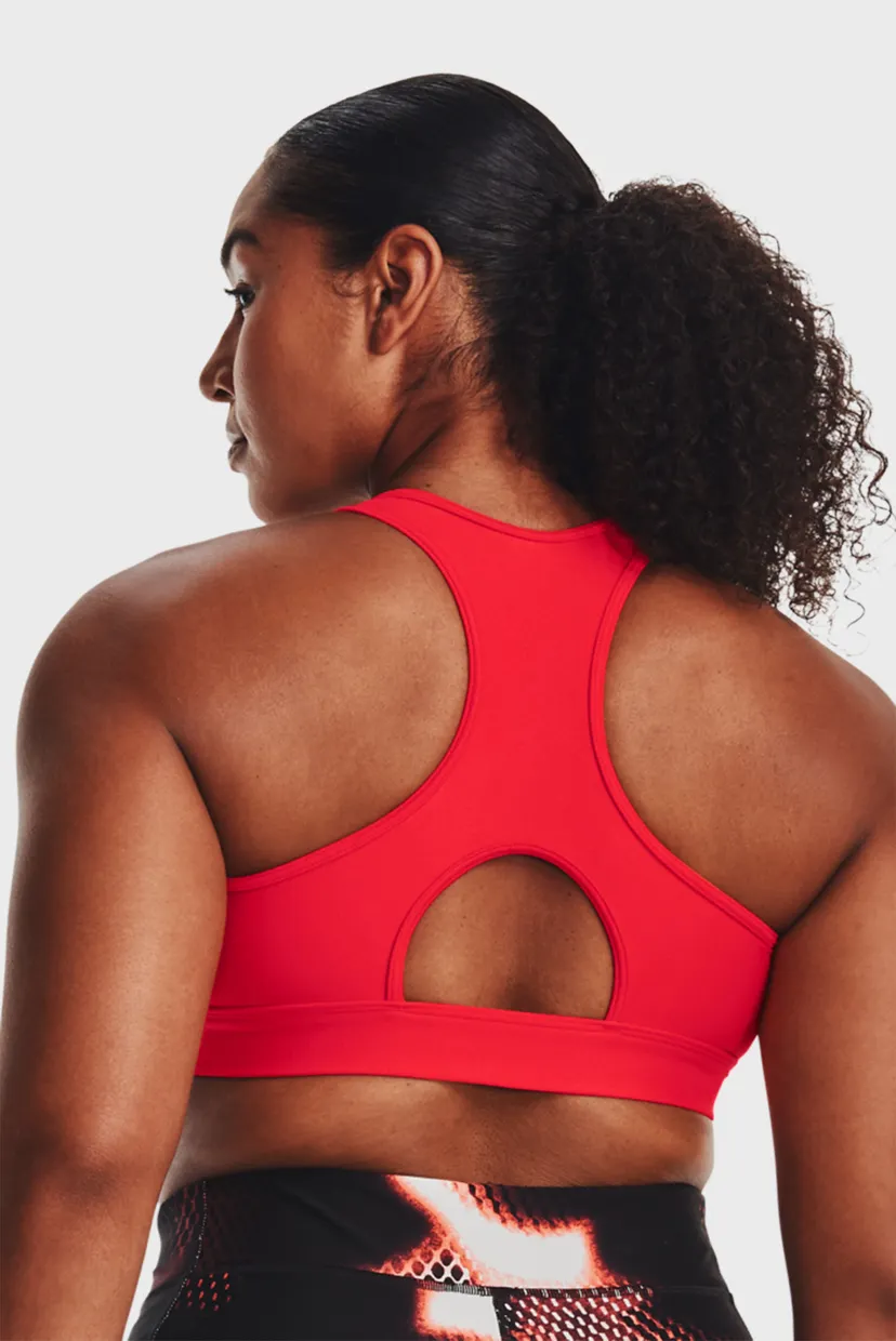 Женский спортивный топ с узором UA HG Armour Mid Padless-RED 14