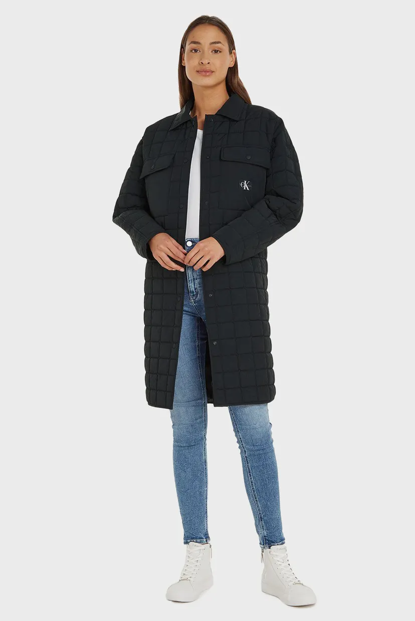 Черная куртка LONG QUILTED UTILITY COAT 4