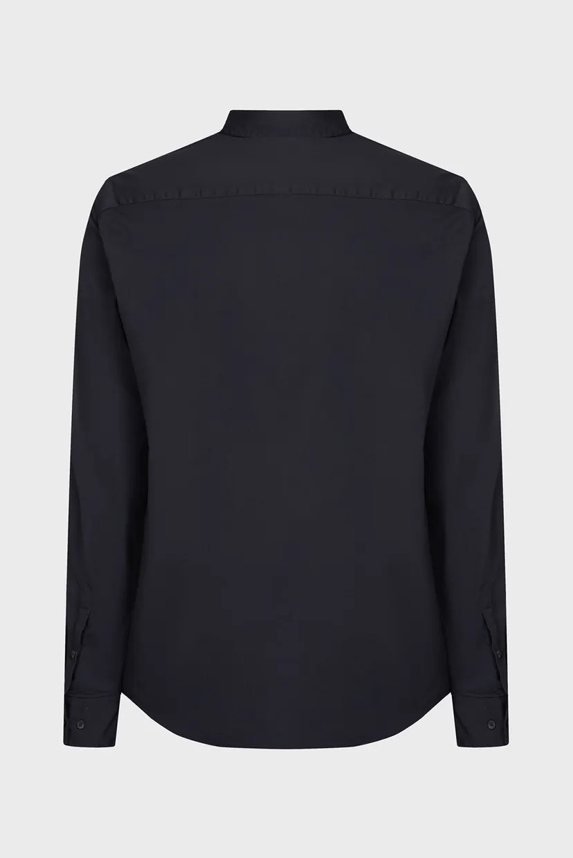 Мужская черная рубашка STRETCH POPLIN SLIM 11