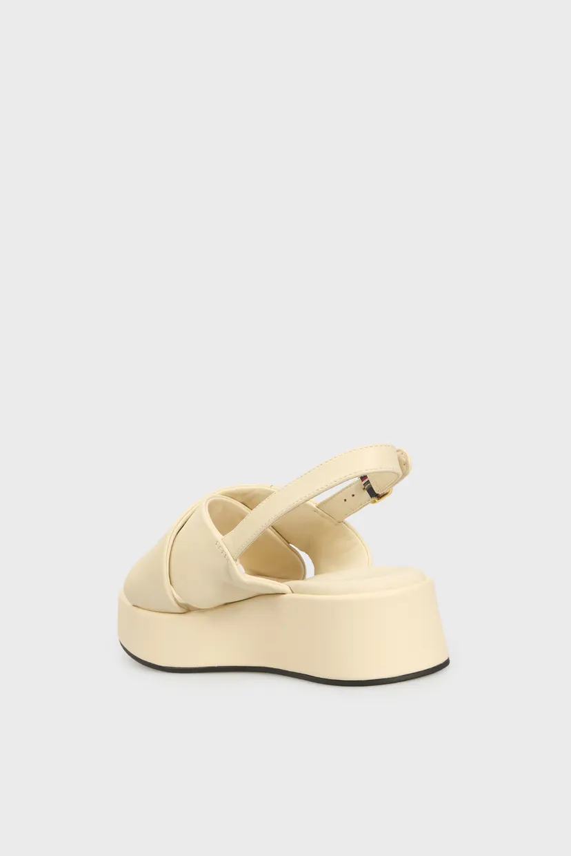 Женские белые кожаные сандали TH LOGO HW PADDED LEATHER SANDAL 5