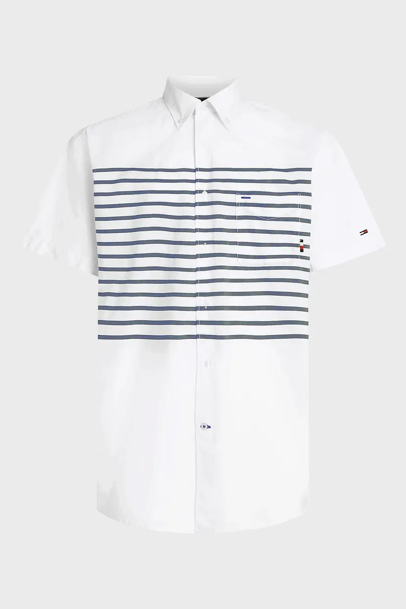 Мужская белая рубашка BRETON PLACED STRIPE 10