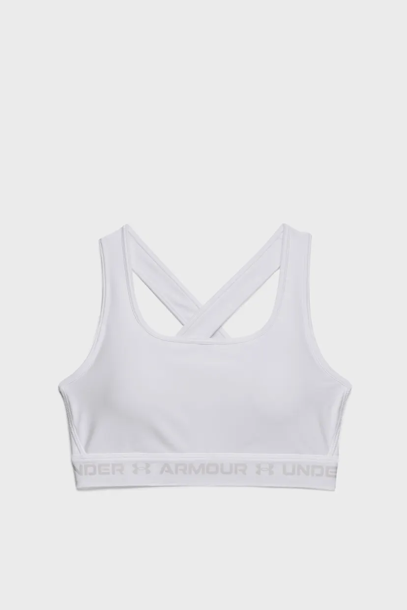 Женский белый спортивный топ UA Crossback Mid Bra 3