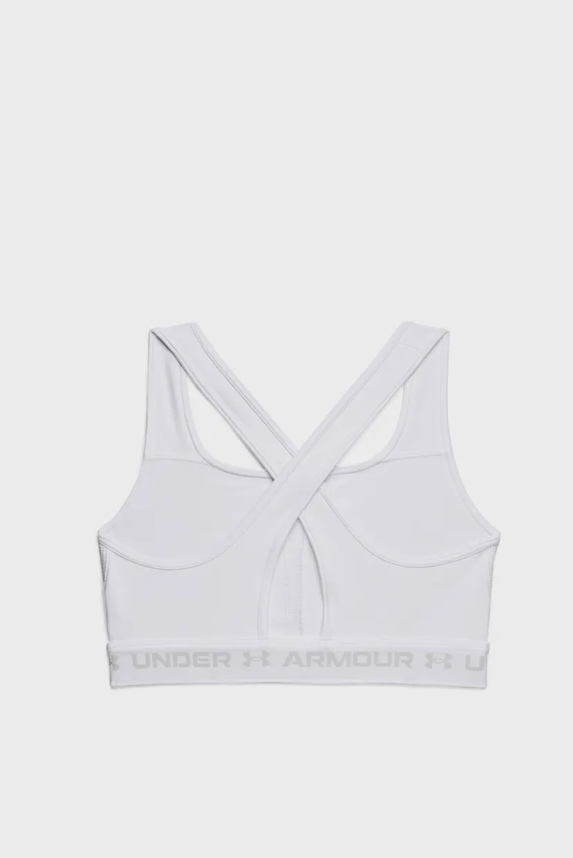 Женский белый спортивный топ UA Crossback Mid Bra 8