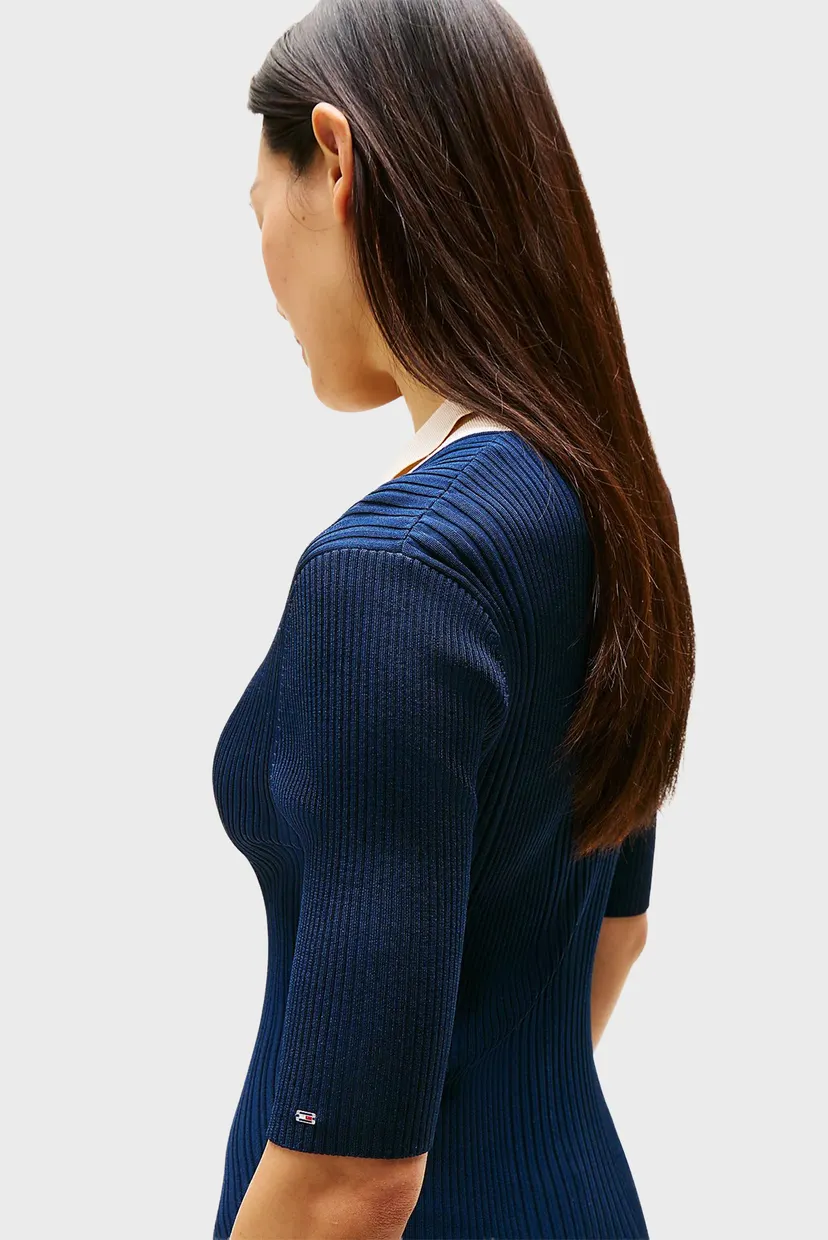 Платье/MIXED RIB CONTRAST POLO DRESS 4