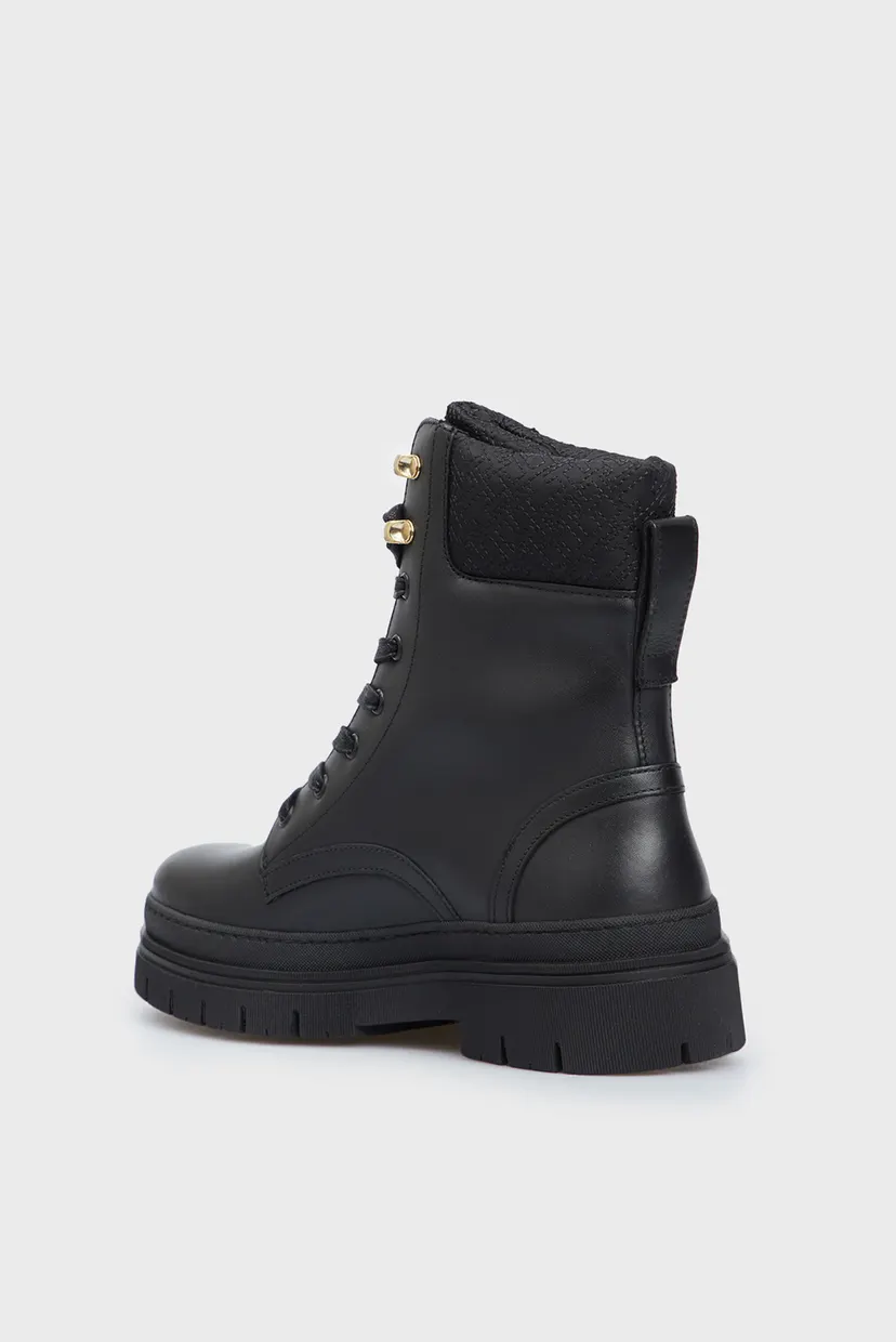 Женские черные кожаные ботинки CLEATED LACE-UP LTHR MIX MONO TL 4