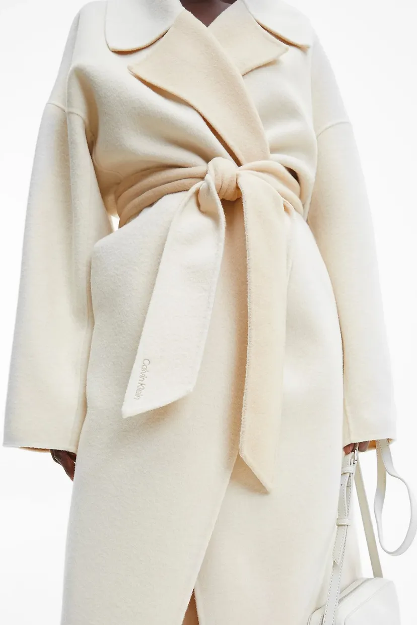 Женское белое шерстяное пальто DOUBLE FACED OVERSIZED WRAP 3