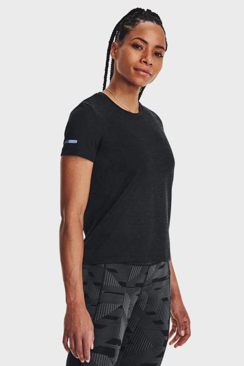 Женская черная футболка UA Seamless Stride SS 12