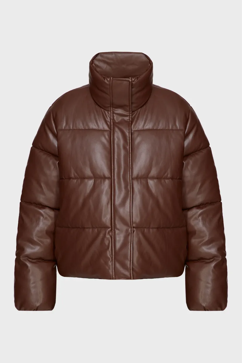 Женская коричневая куртка PU PADDED PUFFER JACKET 8