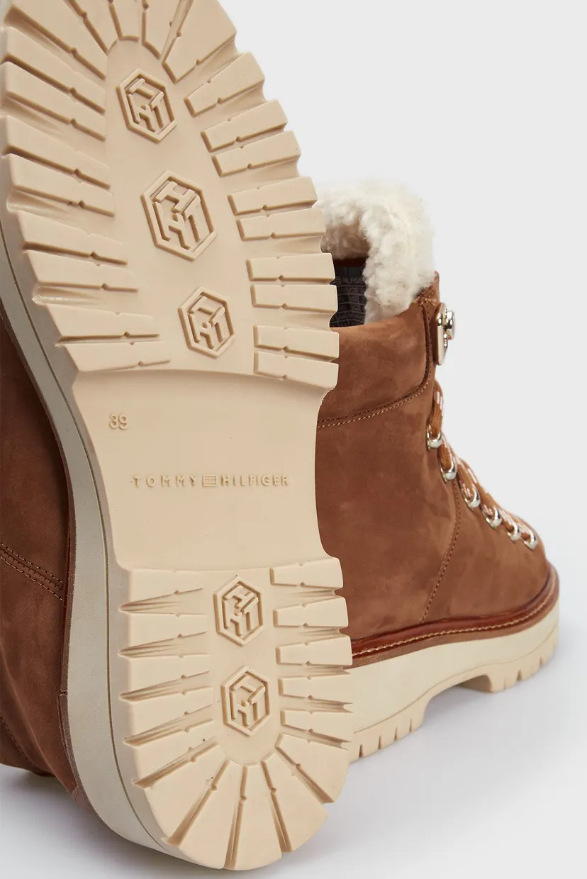Әйелдерге арналған  қоңыр замша хайкЕрлерге арналған LEATHER OUTDOOR FLAT BOOT 5