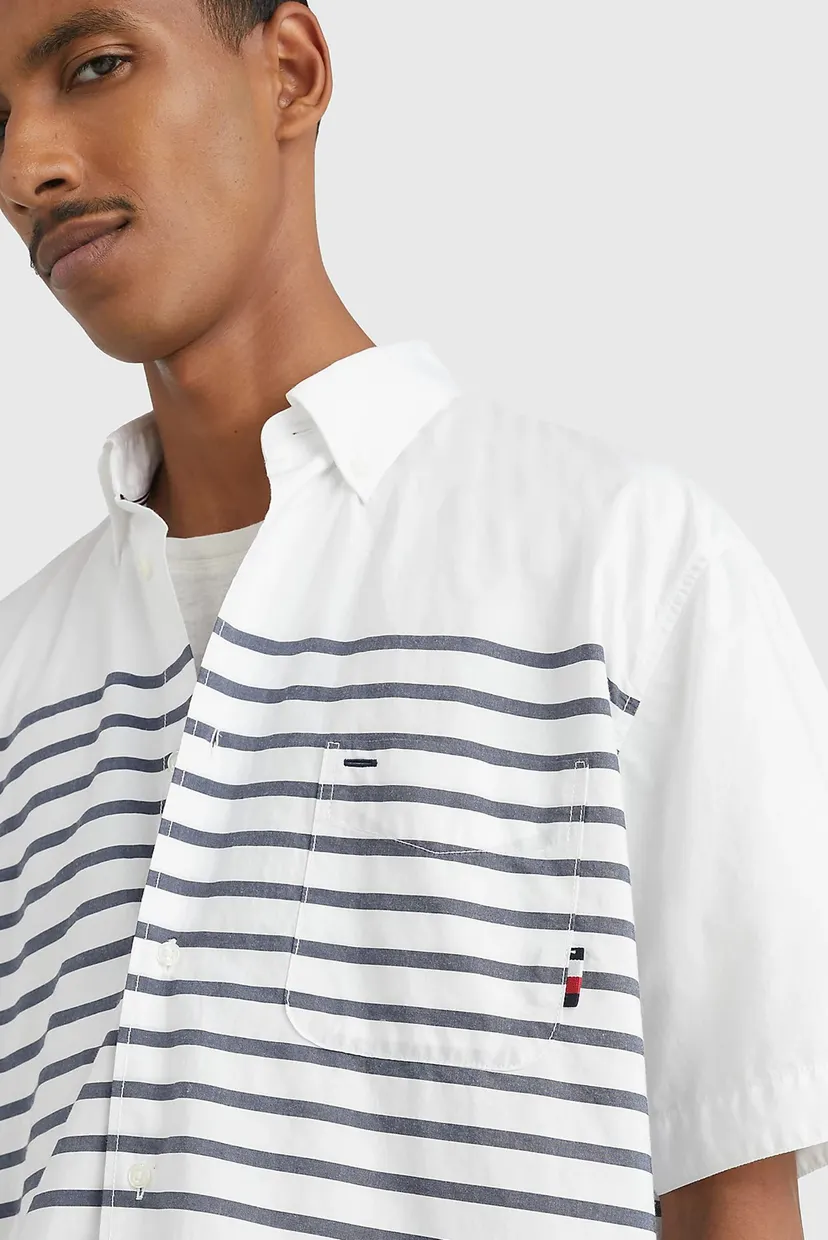Мужская белая рубашка BRETON PLACED STRIPE 4
