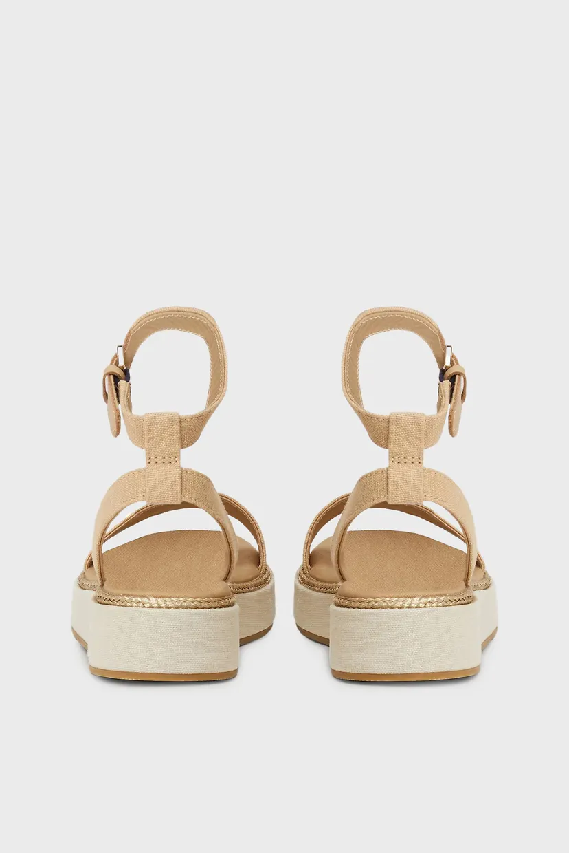 Сандалии LINEN WITH GOLD FLATFORM 5