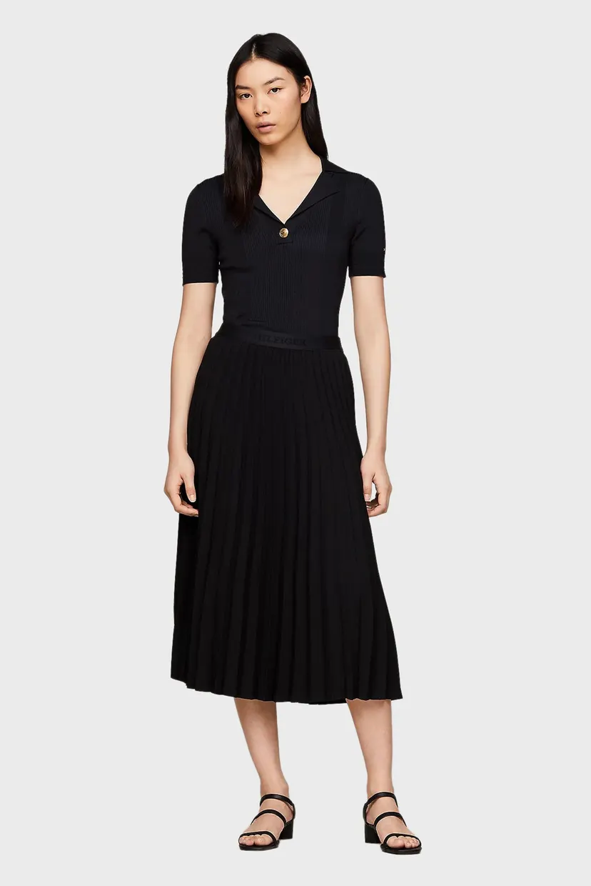 Женская черная плиссированная юбка FLUID PLEATED MIDI SKIRT 3