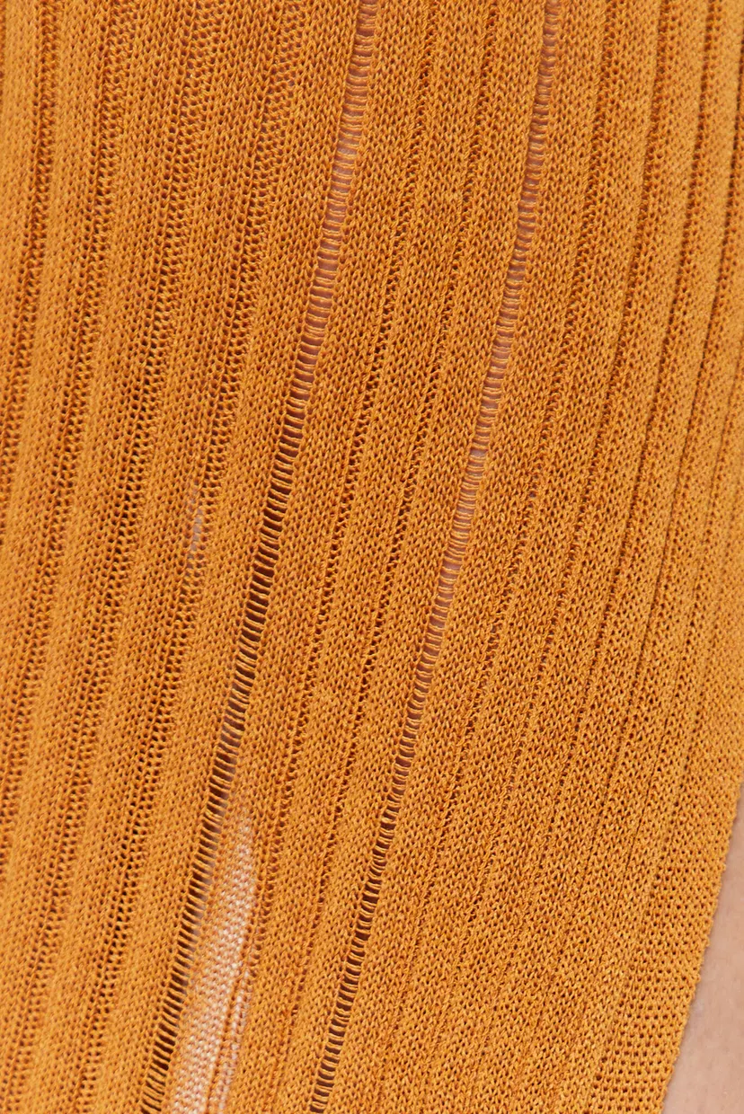 Женское горчичное платье TEXTURE STITCH 7